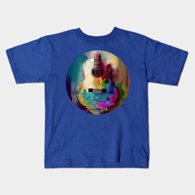 Electric guitar, Rock Music, Abstract painting Kids T-Shirt by fachtali